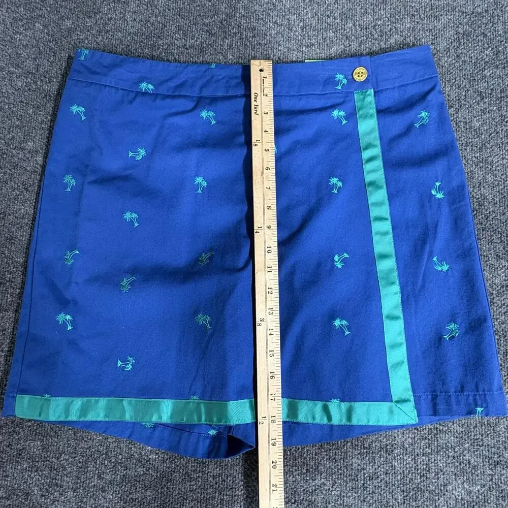 Island Republic Skort Shorts Womens 16 Blue Wrap Front Embroidered Palm Twill